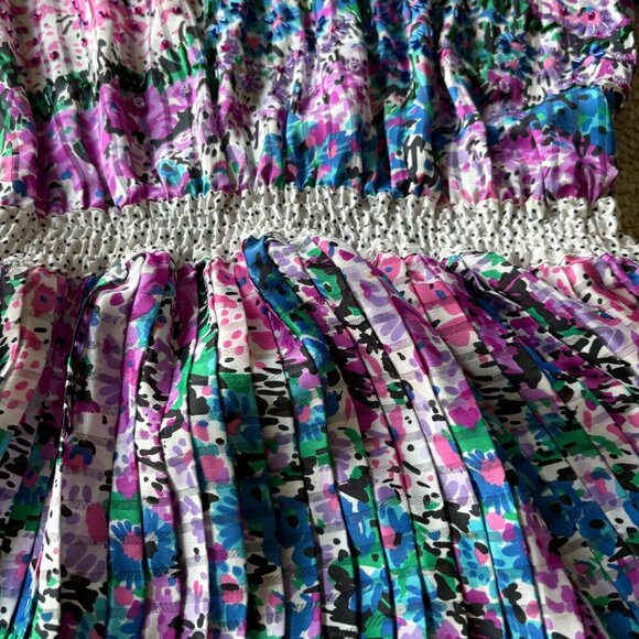 Vintage Diane Freis Georgette Dress | OSFM | 80s Boho Chic Beaded Pleated Polka - Picture 8 of 16